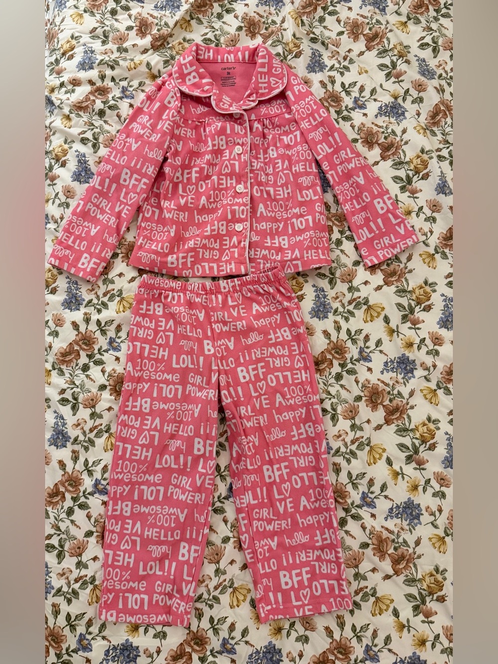 Carter's Pink Graphic Lounge Pants with White Text